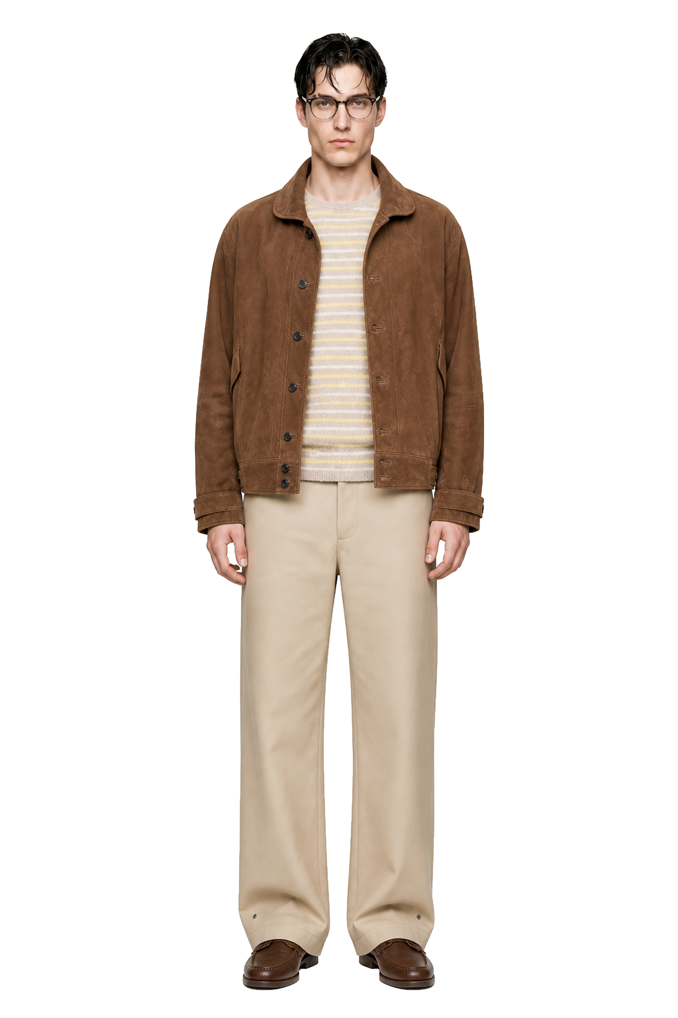 Model wearing outfit, Loose fit